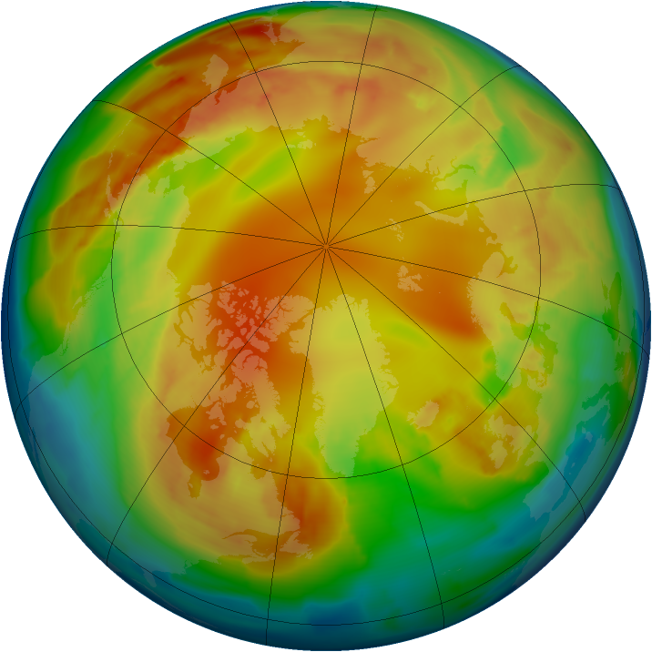 Arctic ozone map for 05 February 2013